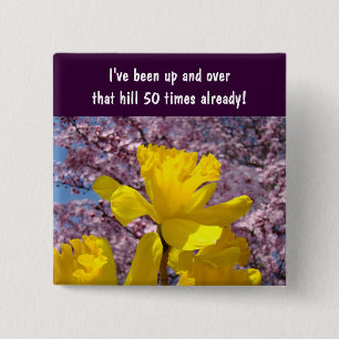 Verjaardagsknoppen voor Over de Hill Lente Narciss Vierkante Button 5,1 Cm