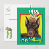 Verjaardagskoekje - Doberman - Rood - Rocky Briefkaart (Voorkant / Achterkant)