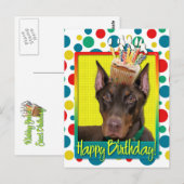 Verjaardagskoekje - Doberman - Rood - Rocky Briefkaart (Voorkant / Achterkant)