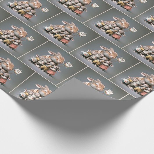 Verjaardagskonijn met baby's cadeaupapier (Hoek)