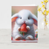 Verjaardagskonijn met sappige aardbei kaart (Gele Bloem)