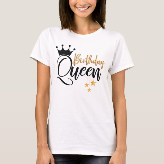 Verjaardagskoningin - Koningin Verjaardag T-shirt (Voorkant)