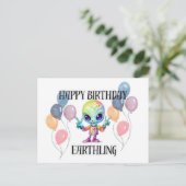 "Verjaardagskorting" buitenaardse ansichtkaart Briefkaart (Staand voorkant)