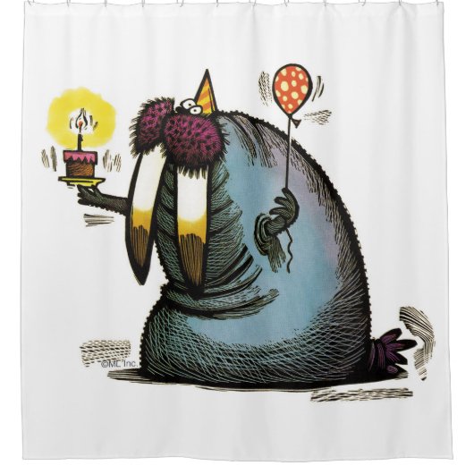 Verjaardagskostuum Walrus Douchegordijn (Voorkant)