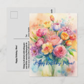 Verjaardagskrans voor mama waterverfboeket kaart (Voorkant / Achterkant)