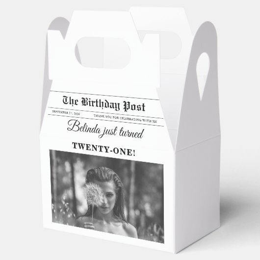 Verjaardagskrant Fun Zwart & Wit Foto Bedankdoosjes (Geopend)