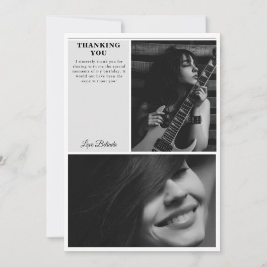 Verjaardagskrant Fun Zwart & Wit Foto Bedankkaart (Achterkant)