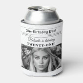 Verjaardagskrant Fun Zwart & Wit Foto Blikjeskoeler (Blikje Voorkant)