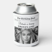 Verjaardagskrant Fun Zwart & Wit Foto Blikjeskoeler (Blikje Achterkant)