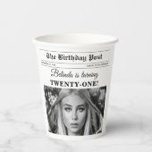 Verjaardagskrant Fun Zwart & Wit Foto Papieren Bekers (Voorkant)