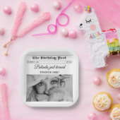 Verjaardagskrant Fun Zwart & Wit Foto Papieren Bordje (Feest)