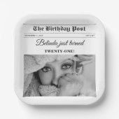 Verjaardagskrant Fun Zwart & Wit Foto Papieren Bordje (Voorkant)