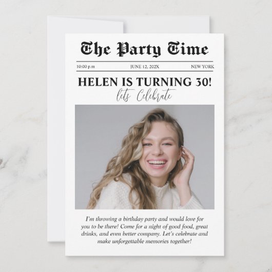 Verjaardagskrant Hoesje Retro Foto Kaart (Voorkant)