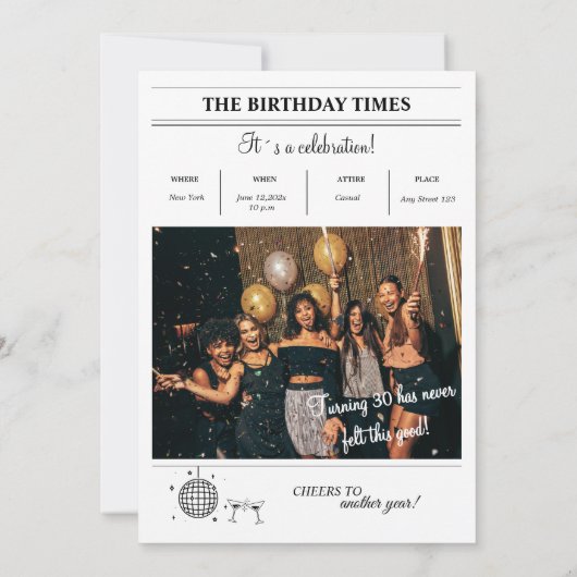 Verjaardagskrant Hoesje Retro Foto Kaart (Achterkant)