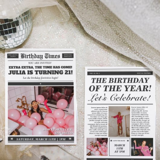 Verjaardagskrant Uitnodiging 21e verjaardag Uitnod