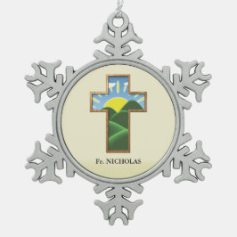 Verjaardagskruis gepersonaliseerd tin sneeuwvlok ornament