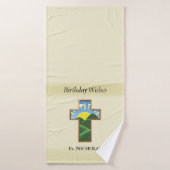 Verjaardagskruispriester gepersonaliseerd badhanddoek (Badhanddoek)