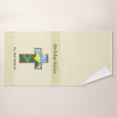 Verjaardagskruispriester gepersonaliseerd badhanddoek (Badhanddoek)