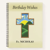 Verjaardagskruispriester gepersonaliseerd notitieboek (Voorkant)