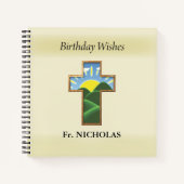 Verjaardagskruispriester gepersonaliseerd notitieboek (Voorkant)