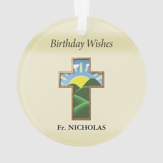 Verjaardagskruispriester gepersonaliseerd ornament (achterkant)