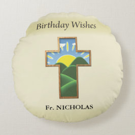 Verjaardagskruispriester gepersonaliseerd rond kussen