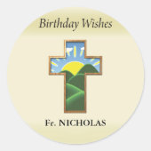 Verjaardagskruispriester gepersonaliseerd ronde sticker (Voorkant)