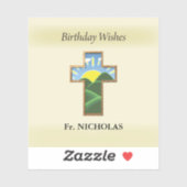 Verjaardagskruispriester gepersonaliseerd sticker (Vel)