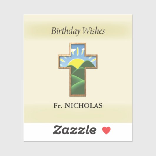 Verjaardagskruispriester gepersonaliseerd sticker (Vel)