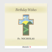 Verjaardagskruispriester gepersonaliseerd sticker (Vel)