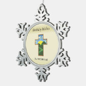 Verjaardagskruispriester gepersonaliseerd tin sneeuwvlok ornament (Rechts)