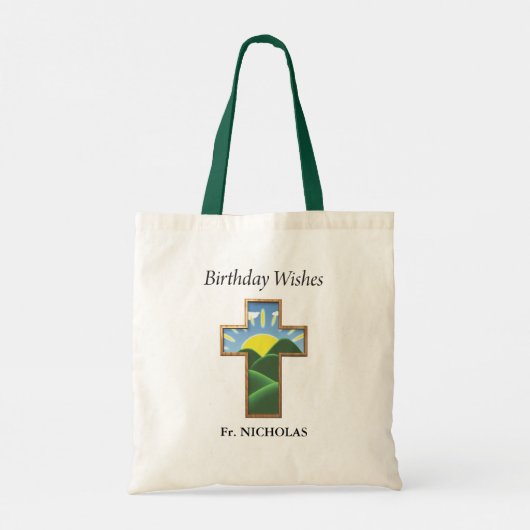Verjaardagskruispriester gepersonaliseerd tote bag (Achterkant)