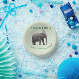 Verjaardagskunstwerk van een wilde olifant papieren kommen