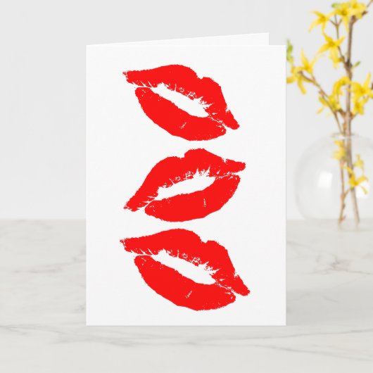 VERJAARDAGSKUSSES RODE LIPPEN KAART (Gele Bloem)