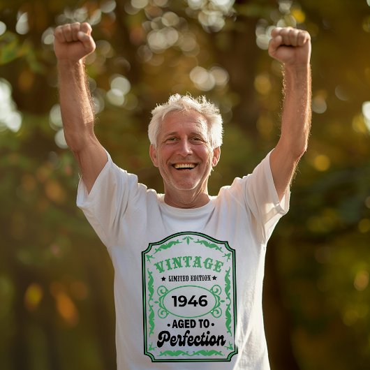 verjaardagslabel gepersonaliseerd jaar T-shirt