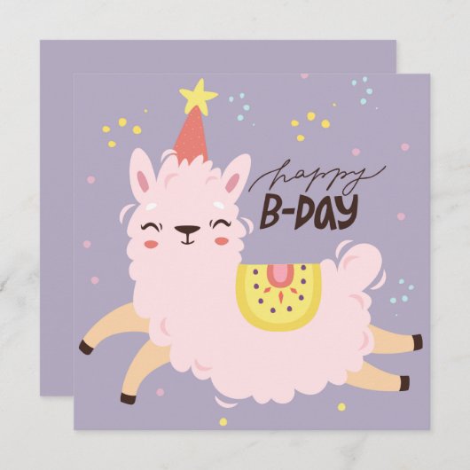 Verjaardagslama Feestdagenkaart (Voorkant / Achterkant)