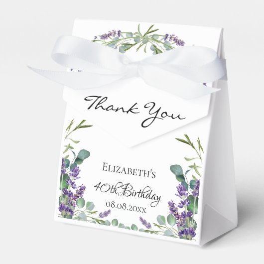 Verjaardagslavendel eucalyptus violet dank u bedankdoosjes (Voorkant Zijde)