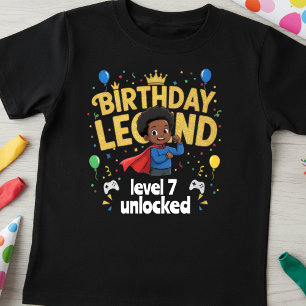 Verjaardagslegende Niveau 7 Ontgrendeld Gamer 7e T-shirt