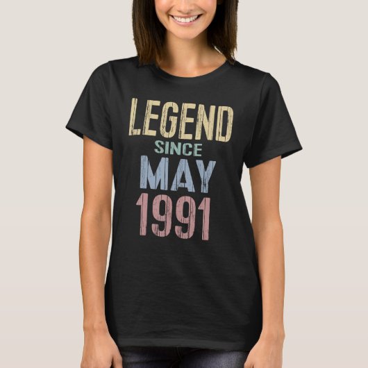 verjaardagslegende sinds mei 1991 t-shirt (Voorkant)
