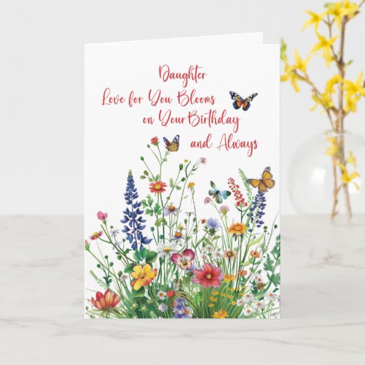 Verjaardagsliefde van de dochter in bloei Wildflow Kaart (Gele Bloem)