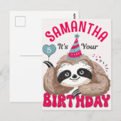 Verjaardagsluiaard voor schattige cartoon luiaards briefkaart (Voorkant / Achterkant)