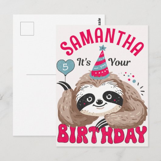 Verjaardagsluiaard voor schattige cartoonluiaards  briefkaart (Voorkant / Achterkant)