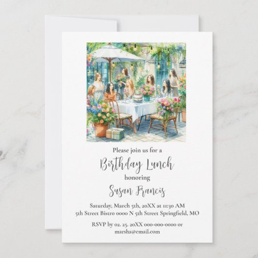 Verjaardagslunch Chic Dames Kaart (Voorkant)
