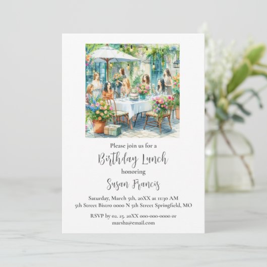 Verjaardagslunch Chic Dames Kaart (Staand voorkant)