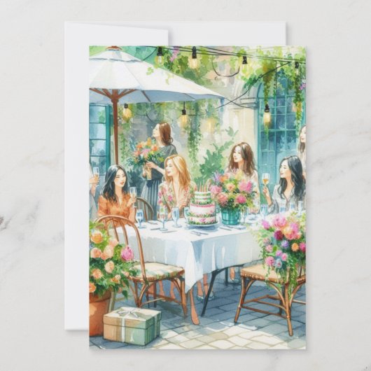 Verjaardagslunch Chic Dames Kaart (Achterkant)