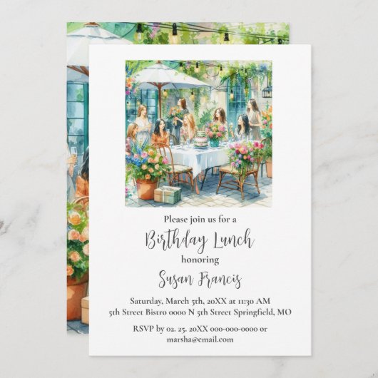 Verjaardagslunch Chic Dames  Kaart (Voorkant / Achterkant)