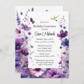 Verjaardagslunch Paarse Hibiscusbloem Kaart (Voorkant / Achterkant)