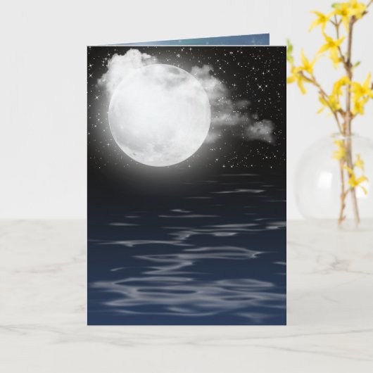 Verjaardagsmaan met waterreflectie kaart (Gele Bloem)