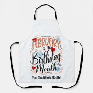 Verjaardagsmaand februari, typografie Bday Hearts Schort