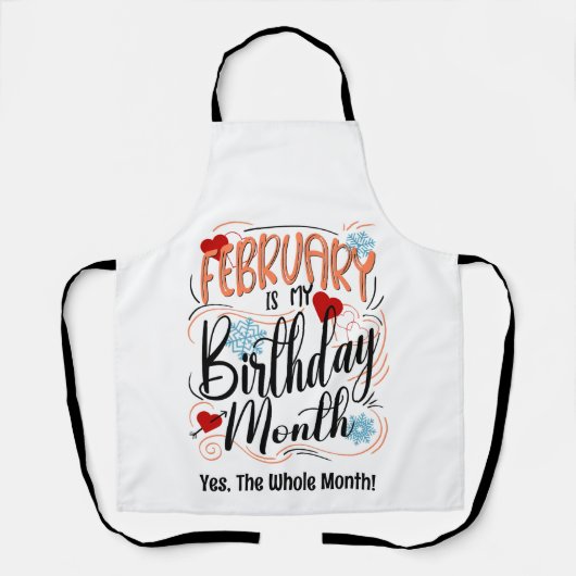 Verjaardagsmaand februari, typografie Bday Hearts Schort (Voorkant)